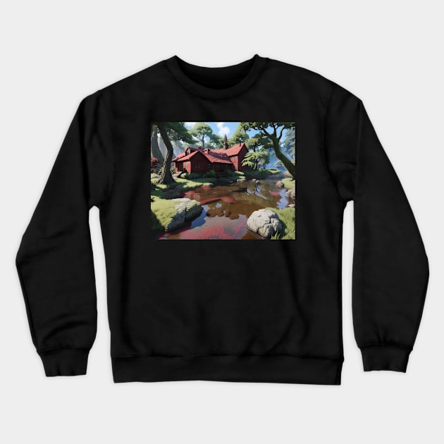 Red House Crewneck Sweatshirt by Fantasyscape